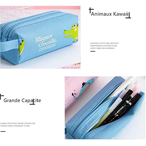 Trousse Crocodile bleu leger 2 compartiment variant 3 